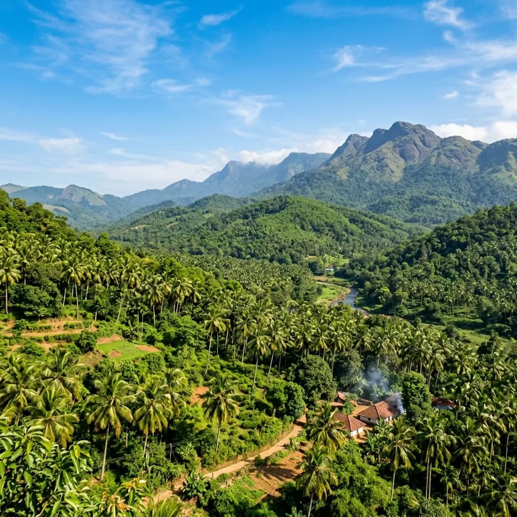 Lush green natural hill landscape of Kozhikode and Wayanad region